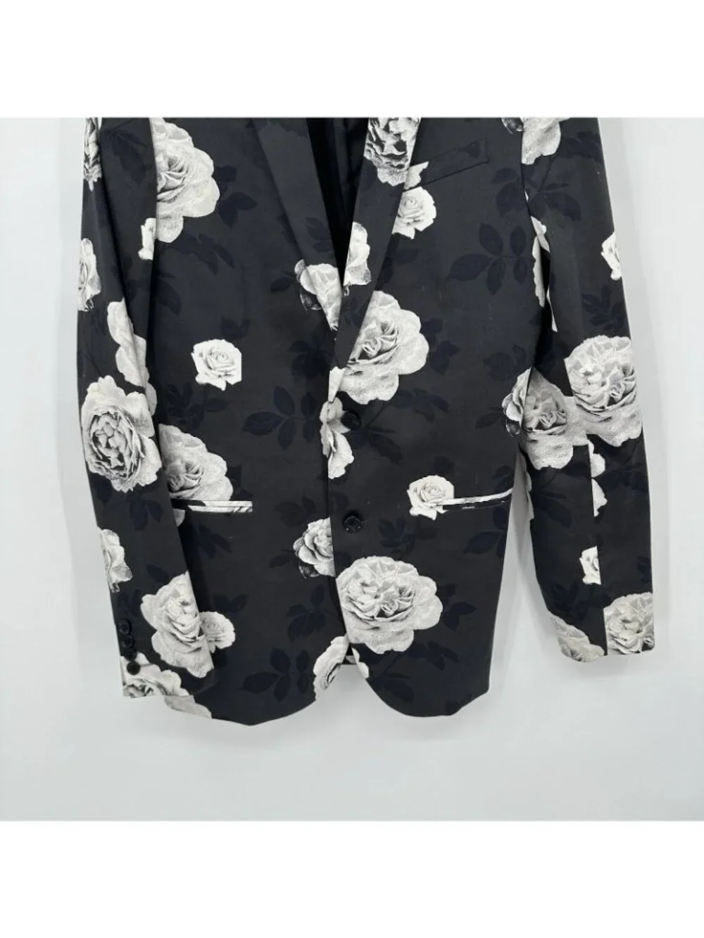 J FERRAR floral jacket blazer sport coat 40L statement prom wedding guest